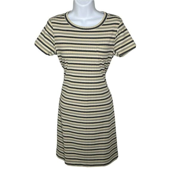 rebecca Minkoff Stripe Mary Waist Tie Dress XS Pullover Stretch Ribbed Pocket - Picture 4 of 11